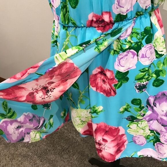 PUNK OWL blue floral mini dress with straps size L - Picture 6 of 12